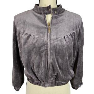 Rare Vintage Inspired Ecko Red Velour Bomber Jacket,JrLarge/WomenSM, Grey/Silver